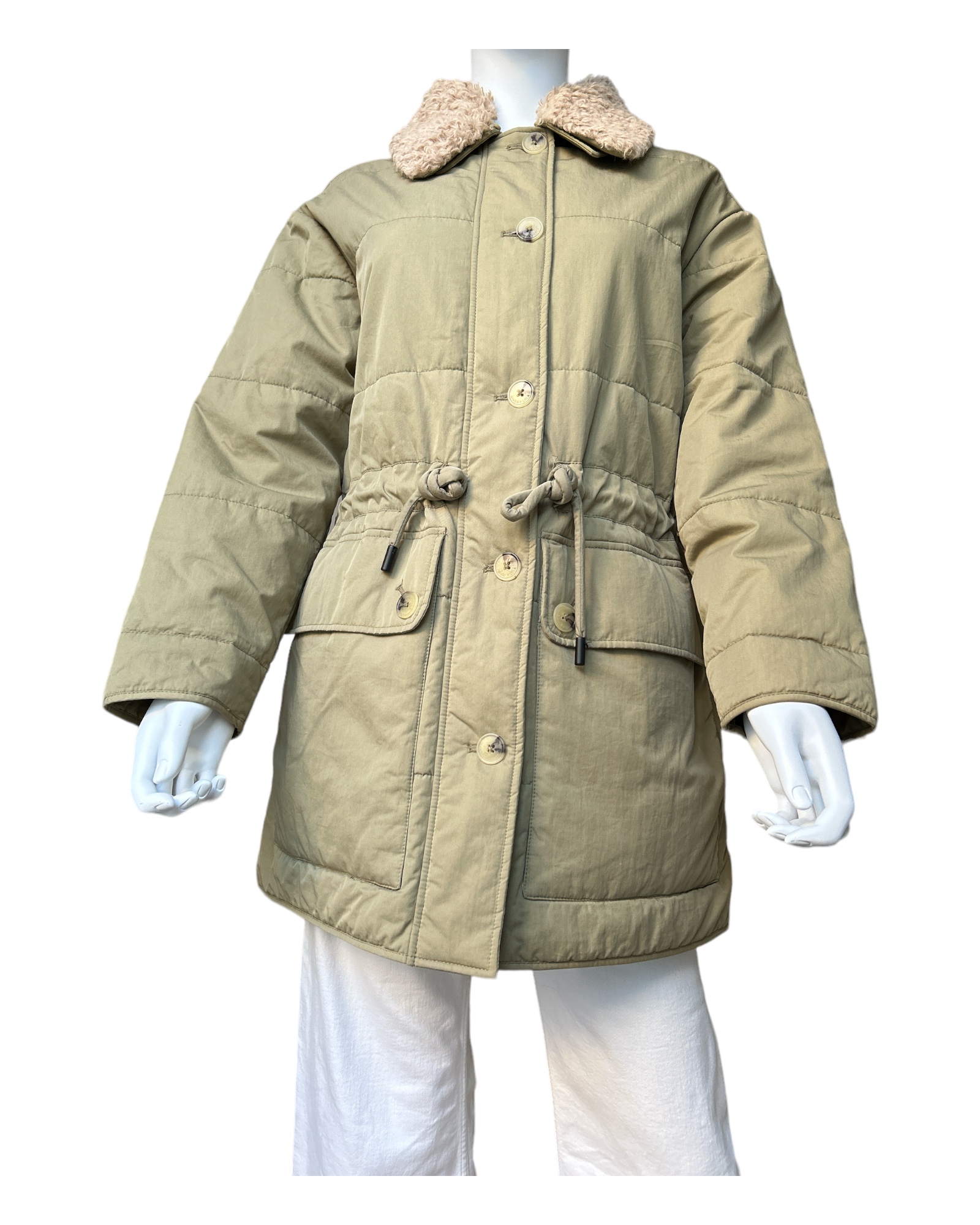 Khaki Green Midi Down Bimba Lola Puffer Jacket Revamp Style