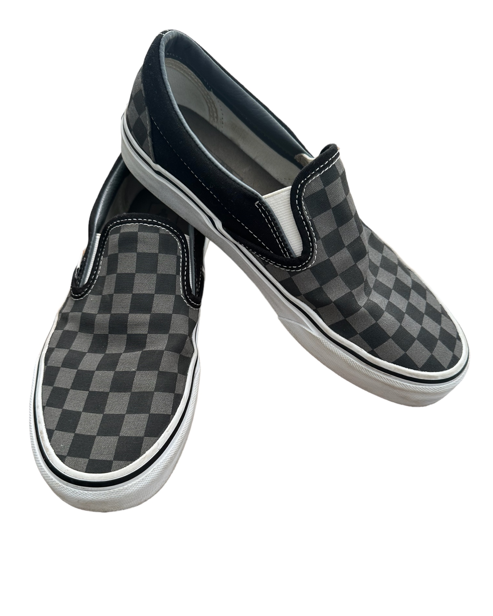 Gray and black checkered vans orders